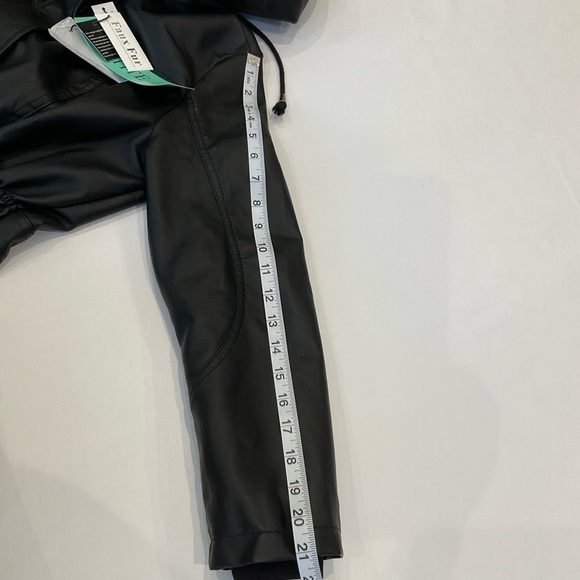 NWT Cavalini Faux Leather with Hood Jacket Black Size PM - Picture 13 of 15